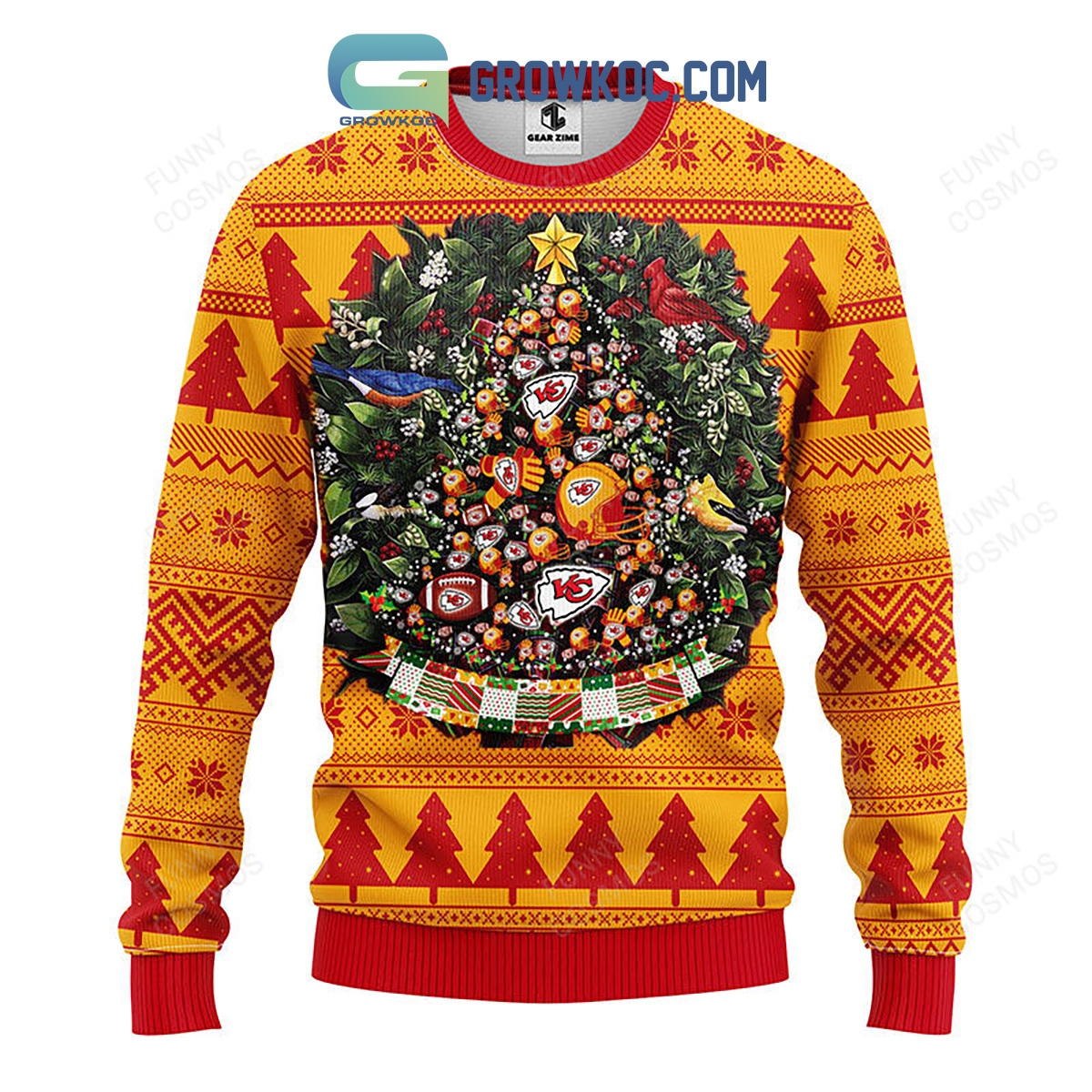 Kansas City Chiefs Tree Ball Christmas Ugly Sweater2B1 qXUnJ