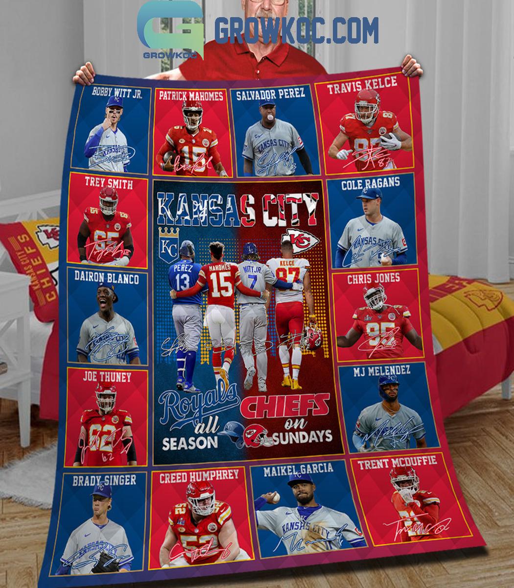 Kansas City Royals All Season Kansas City Chiefs On Sundays Fleece Blanket Quilt 1 9ipY7