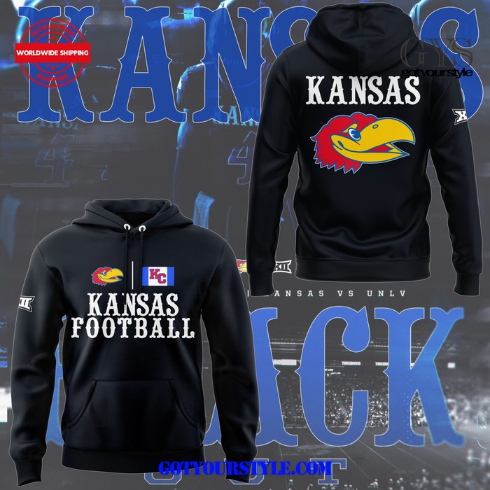 Kansas Jayhawks Football Logo 2024 Black Hoodie 1
