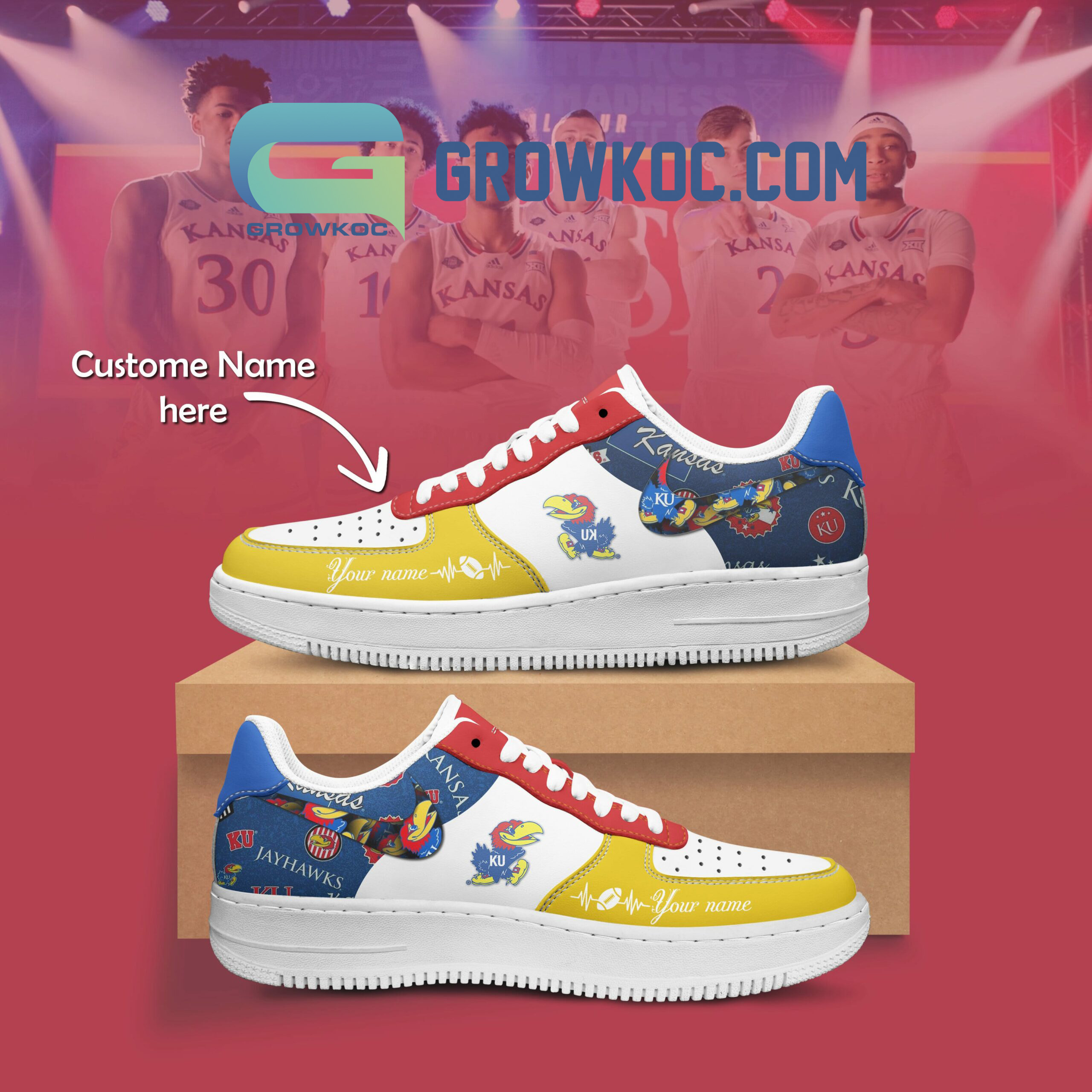 Kansas Jayhawks Personalized Air Force 1 Shoes2B1 tVYyE