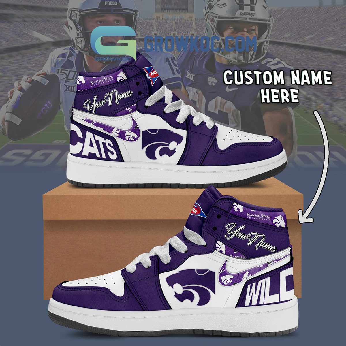 Kansas State Wildcats NCAA Personalized Air Jordan 1 Shoes2B1 fe35j