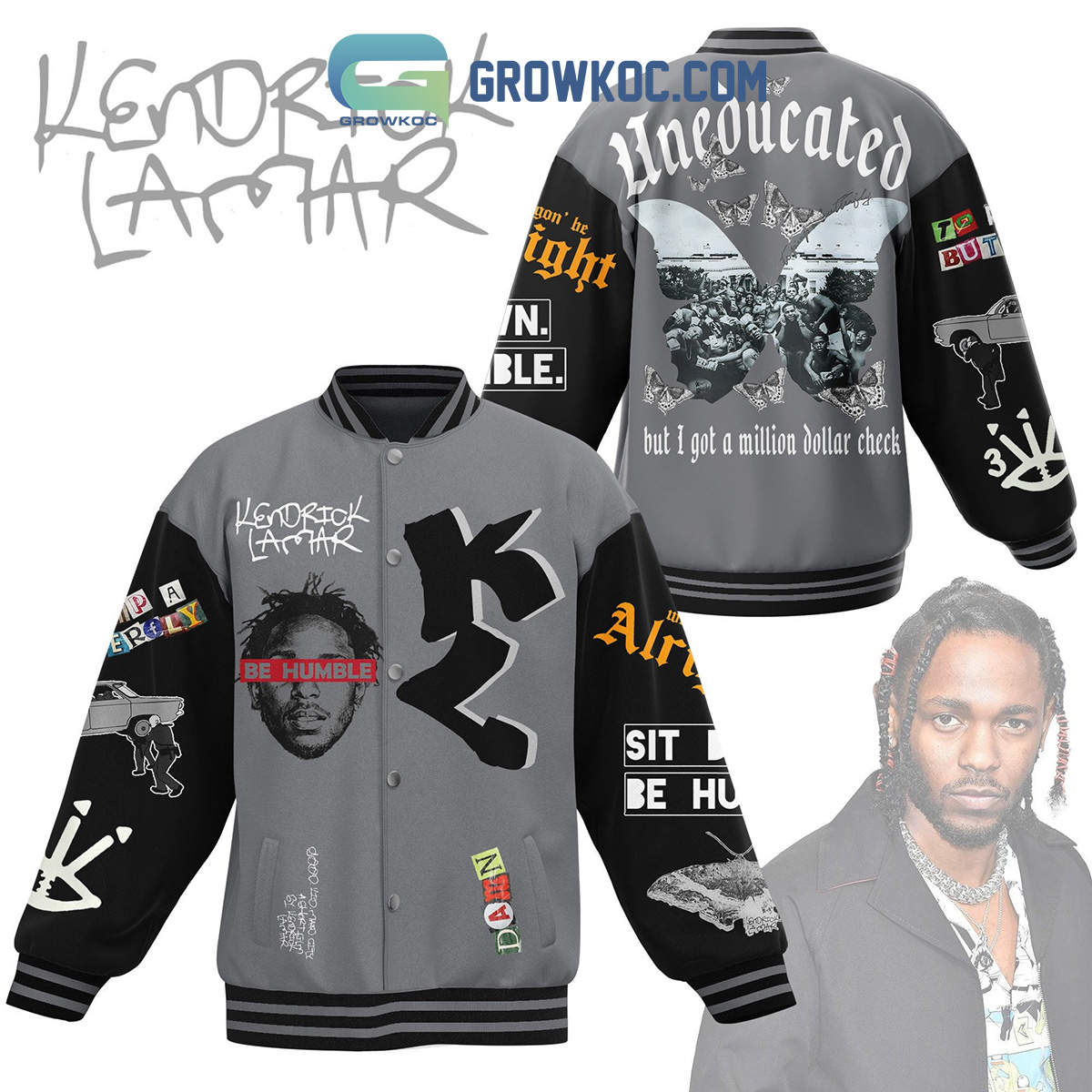 Kendrick Lamar Uneducated Million Dollar Check Baseball Jacket2B1 L0jv8
