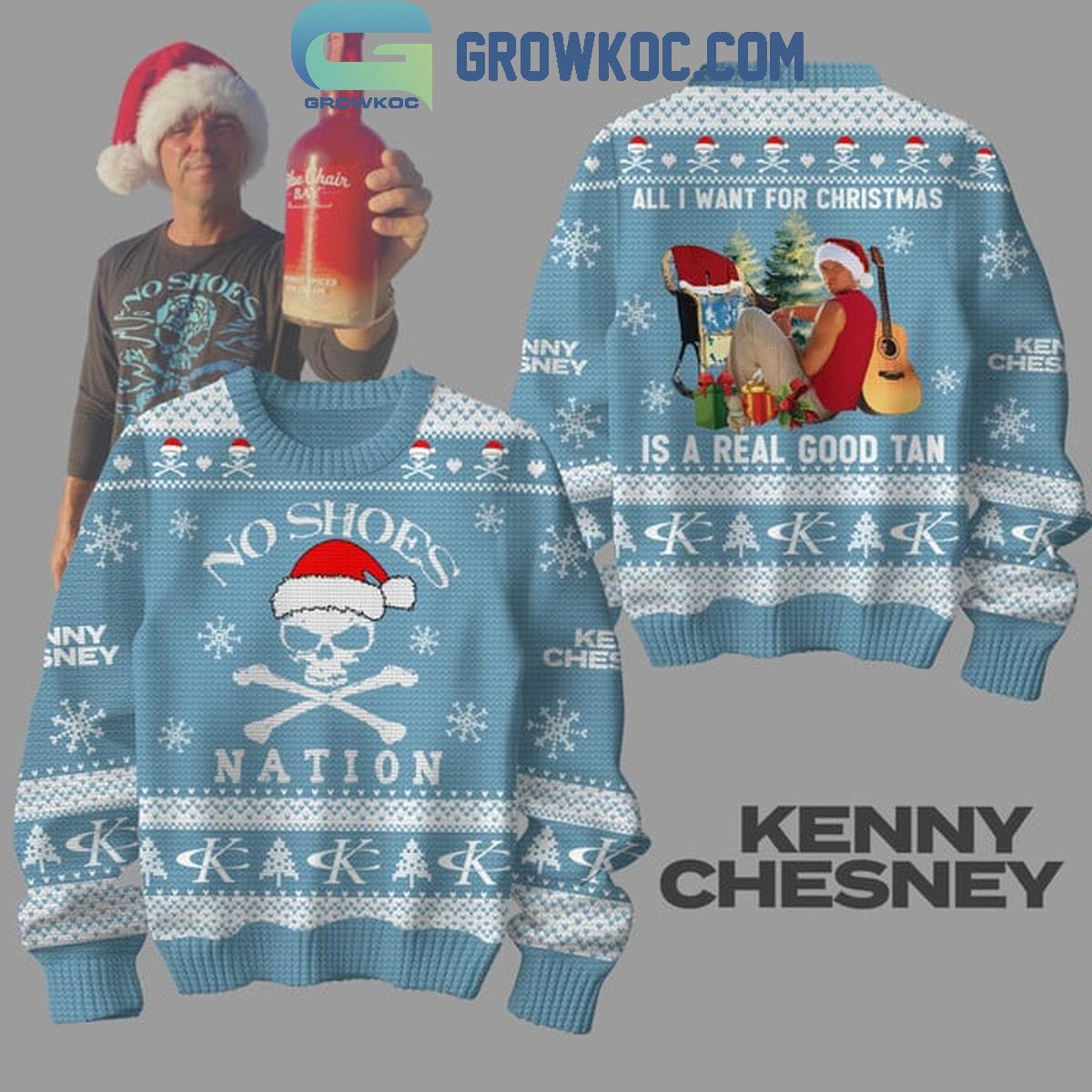 Kenny Chesney No Shoes Nation 2024 Christmas Ugly Sweater Light Blue Design 1 AR2mR