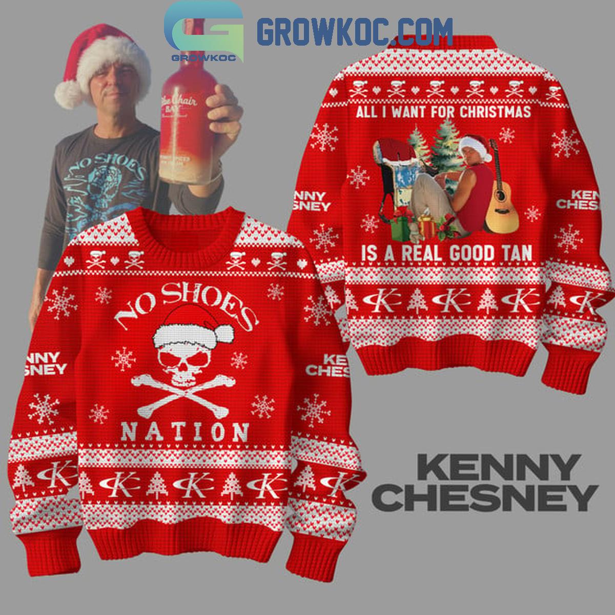 Kenny Chesney No Shoes Nation 2024 Red Version Christmas Ugly Sweater 1 hqweh