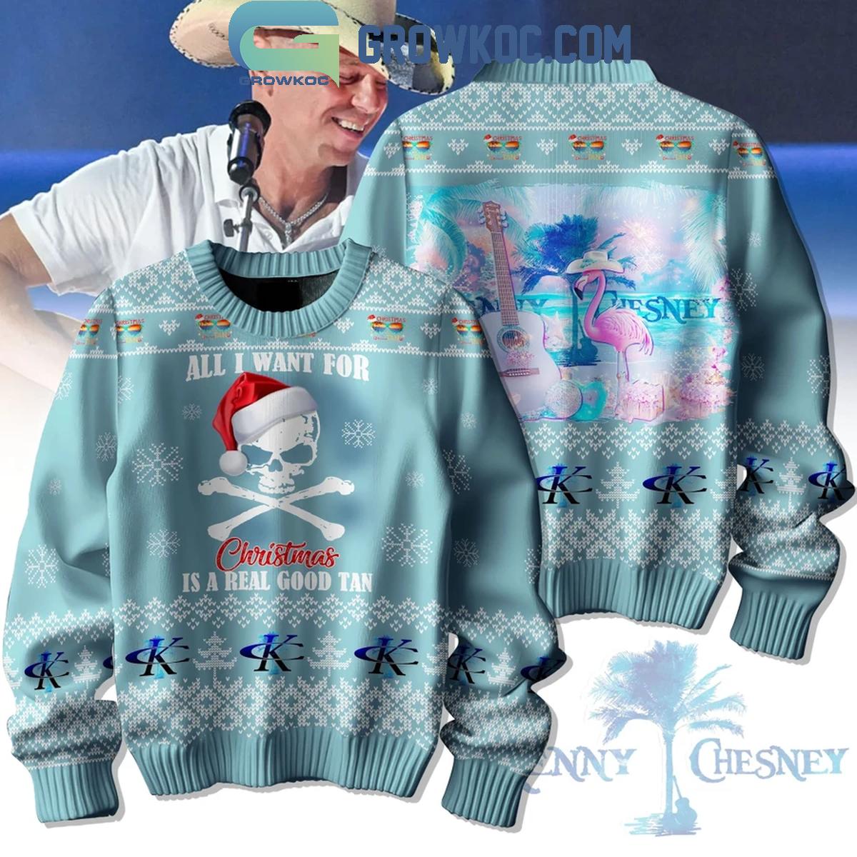 Kenny Chesney Real Good Tan Is All I Want For Christmas Ugly Sweater 1 zq4XX