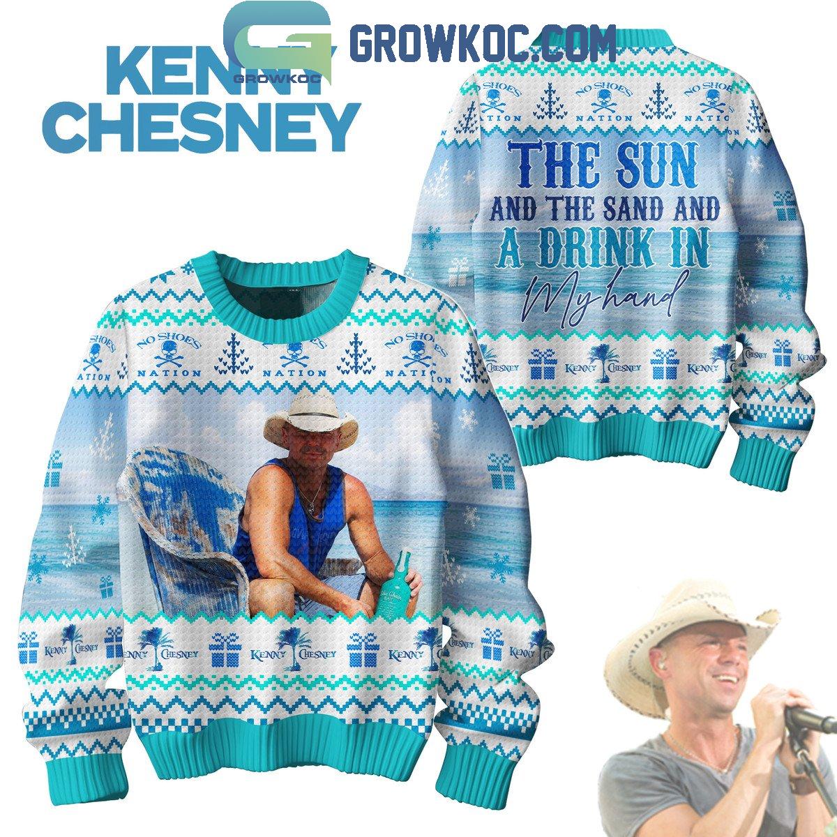 Kenny Chesney The Sun And The Sand And A Drink In My Hand Christmas Ugly Sweater 1 WMFqJ