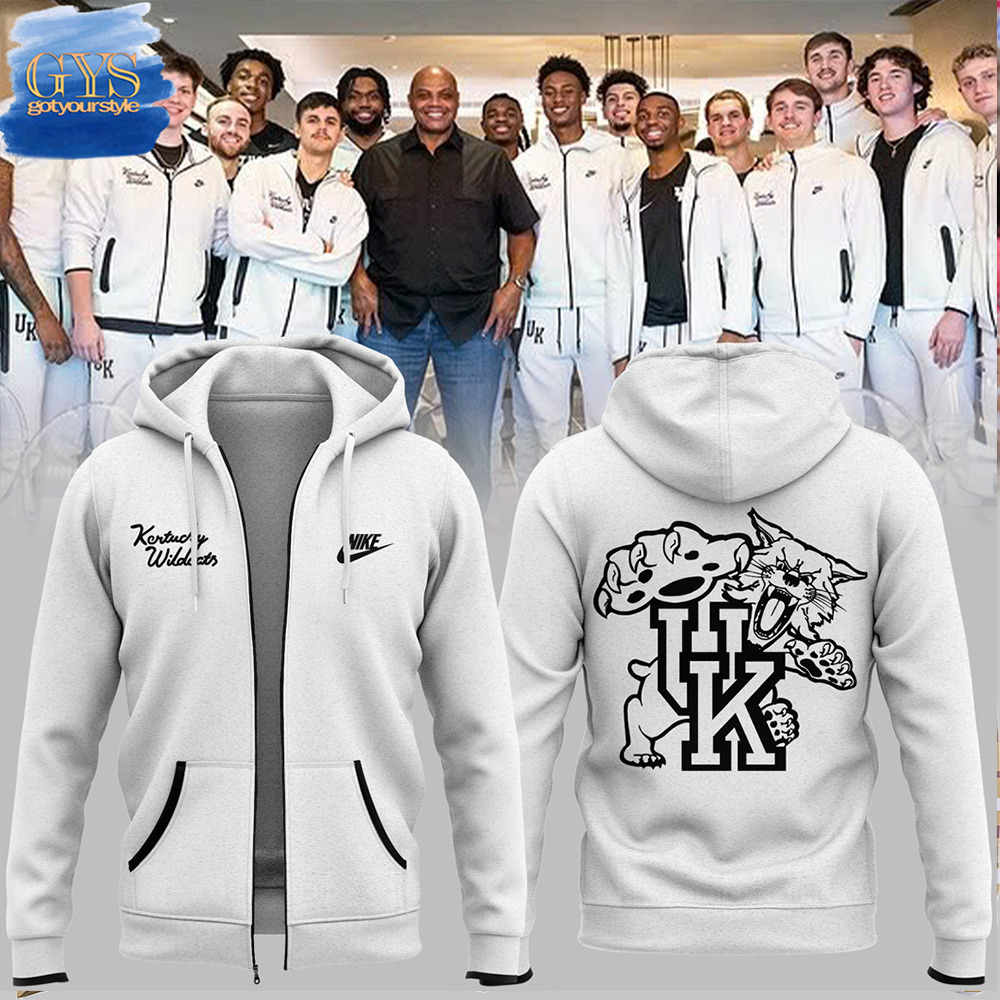 Kentucky Wildcats 2024 Black And White Basketball Zip Hoodie 1