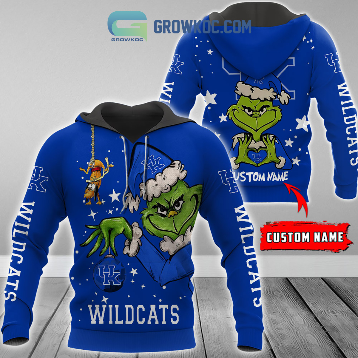 Kentucky Wildcats Grinch Christmas Personalized NCAA Hoodie Shirts2B1 Prcwl