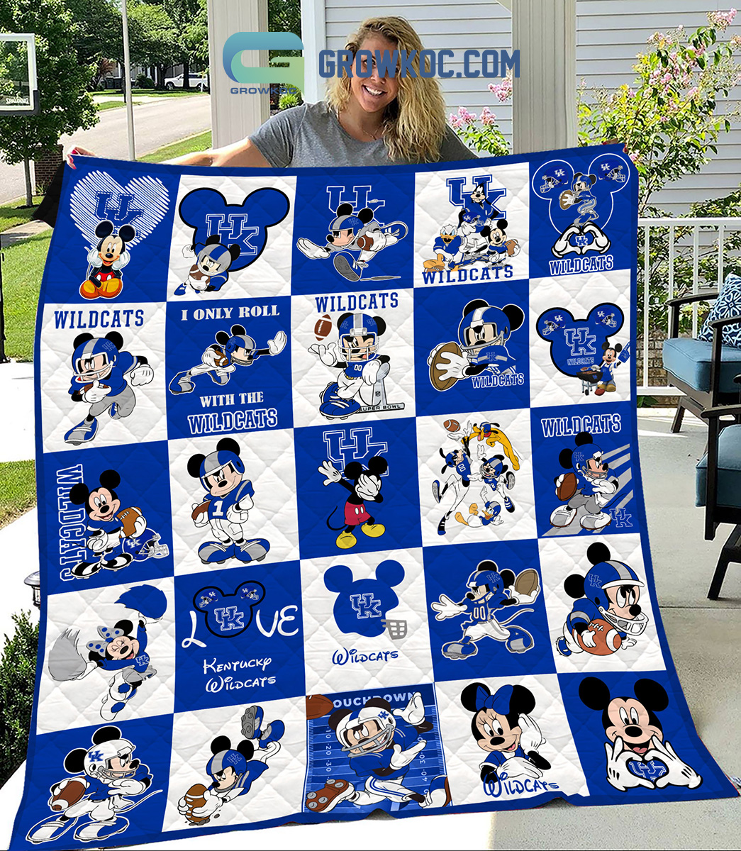 Kentucky Wildcats NCAA Mickey Disney Fleece Blanket Quilt2B1 4VDDp