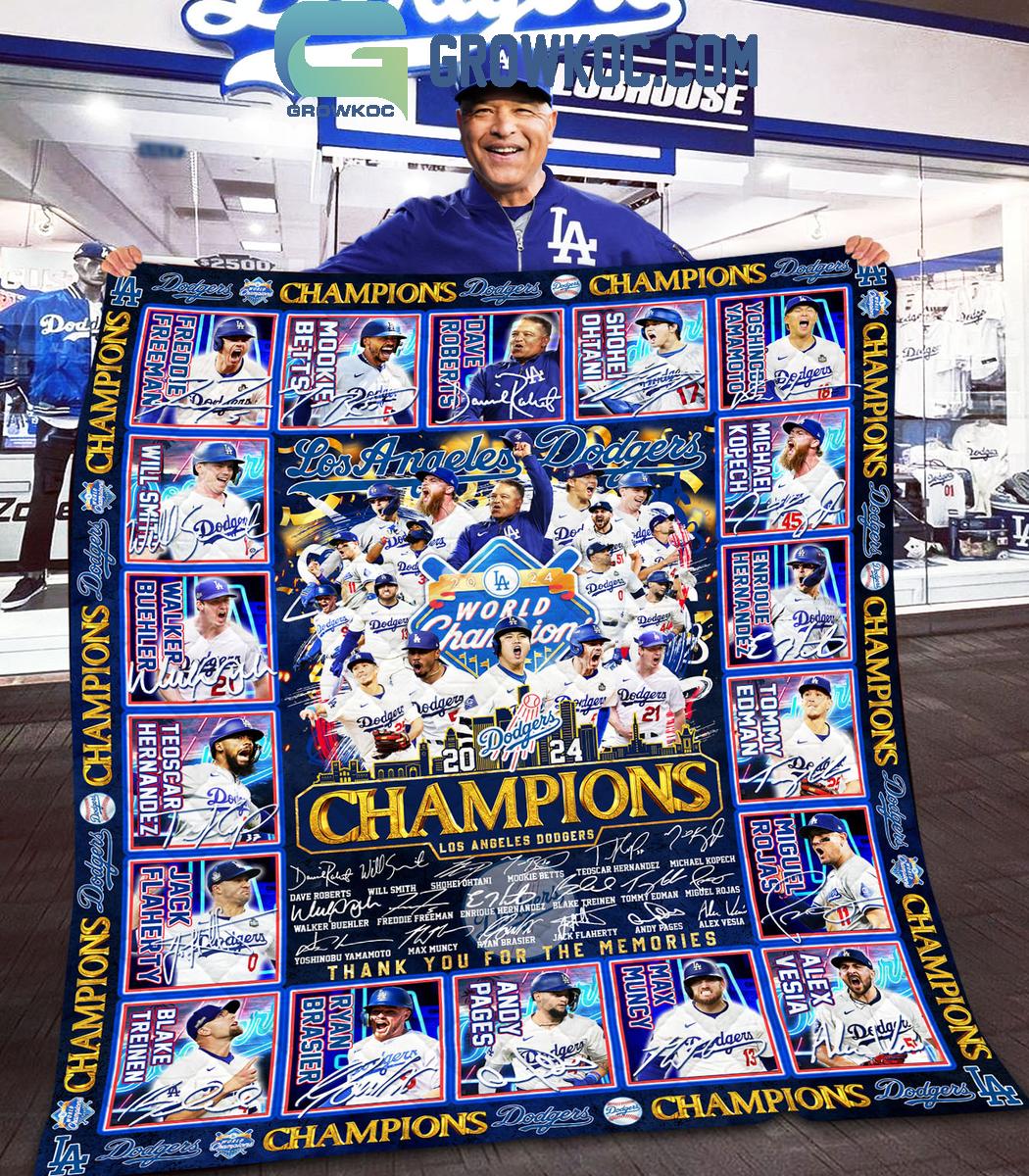 LA Dodgers World Series Champs 2024 Thank You For The Memories Fleece Blanket Quilt 1 05l1A