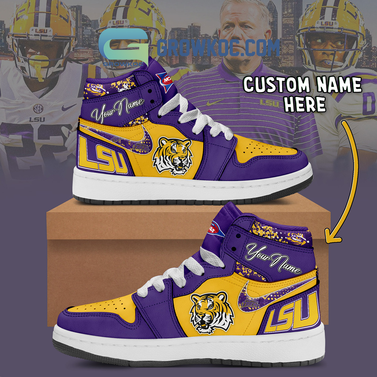 LSU Tigers NCAA Personalized Air Jordan 1 Shoes2B1 LvWiT