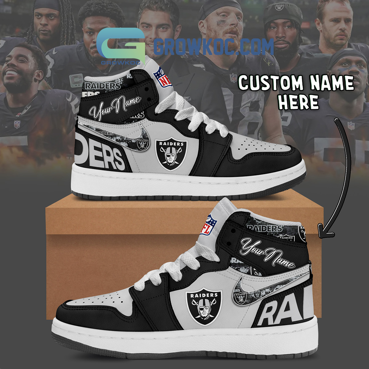 Las Vegas Raiders Personalized Air Jordan 1 High Top Shoes Sneakers2B1 elH25