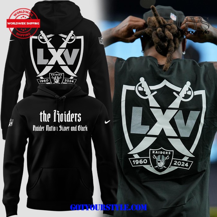 Las Vegas Raiders The Raiders Nation Silver And Black Hoodie 1