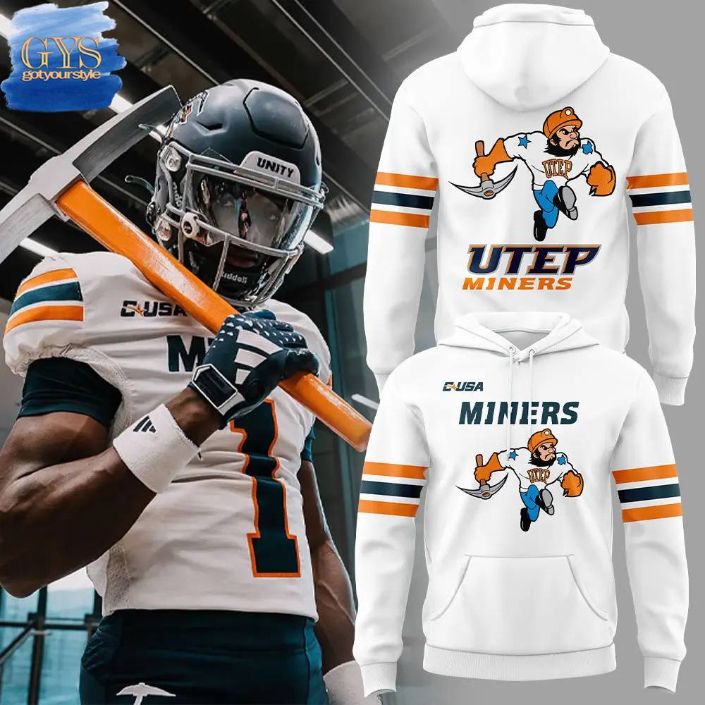 Limited Edition UTEP Miners Football New Edition Uniform White Hoodie 1