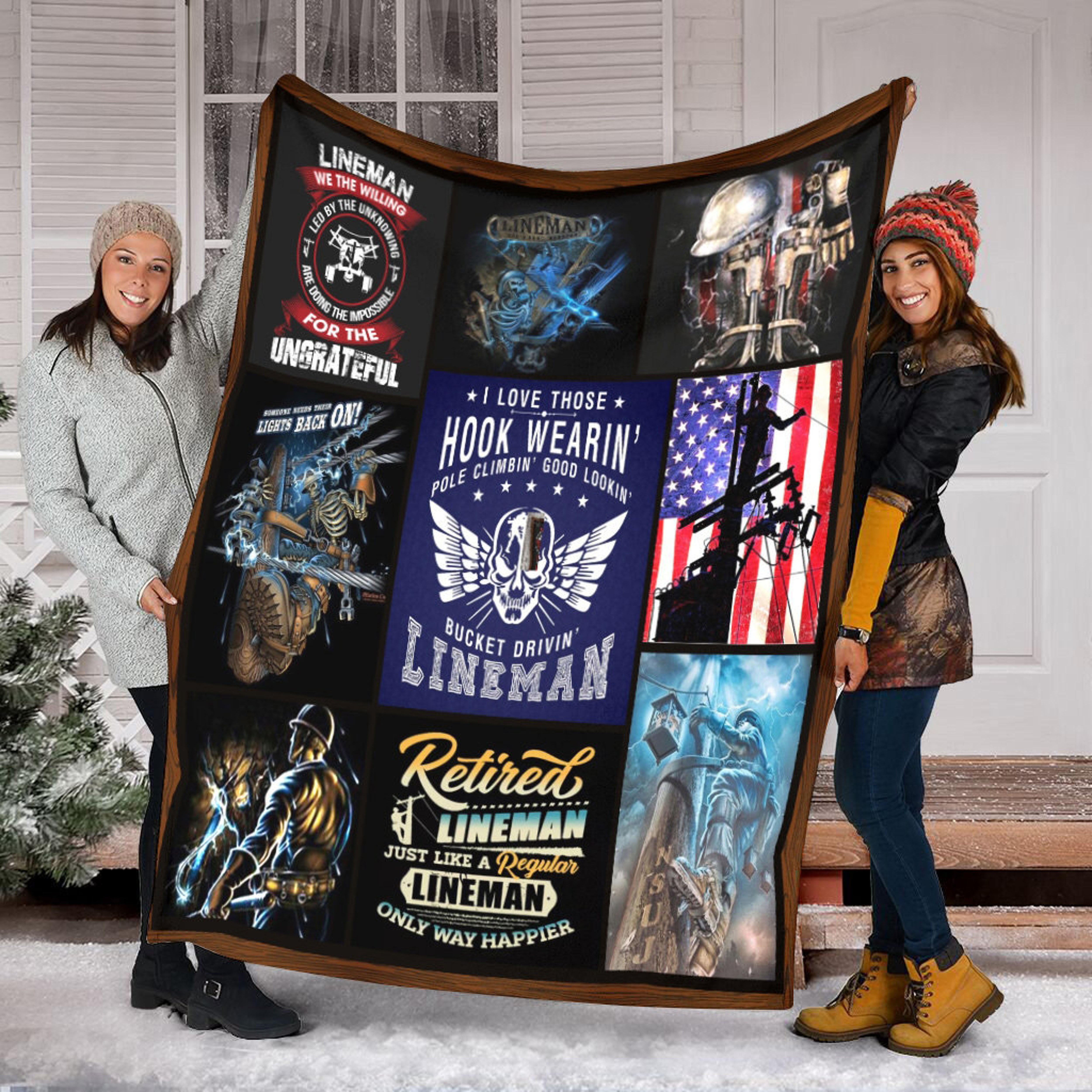 Lineman American Quilt Blanket Perfect Gift for Lineman 0