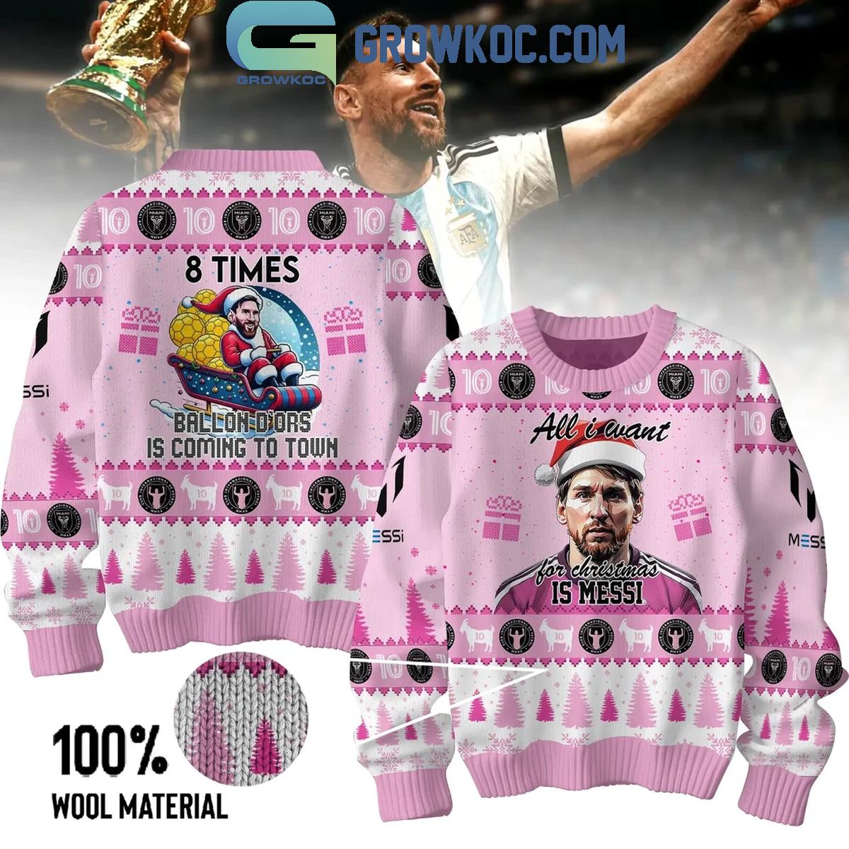 Lionel Messi The Goat Is Coming To Town Christmas Ugly Sweater 1 9mfMQ