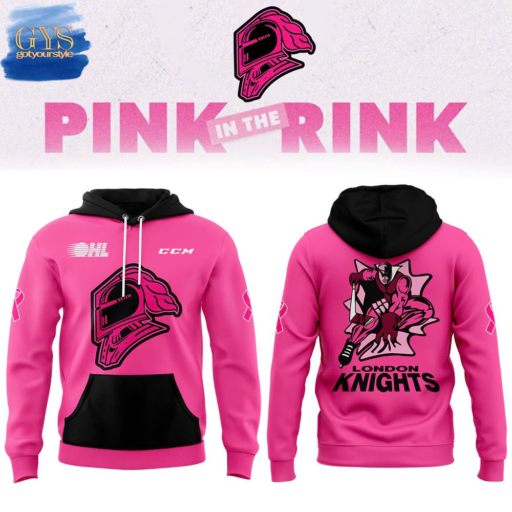 London Knights x Pink in the Rink Night 2024 Pullover Hoodie 1
