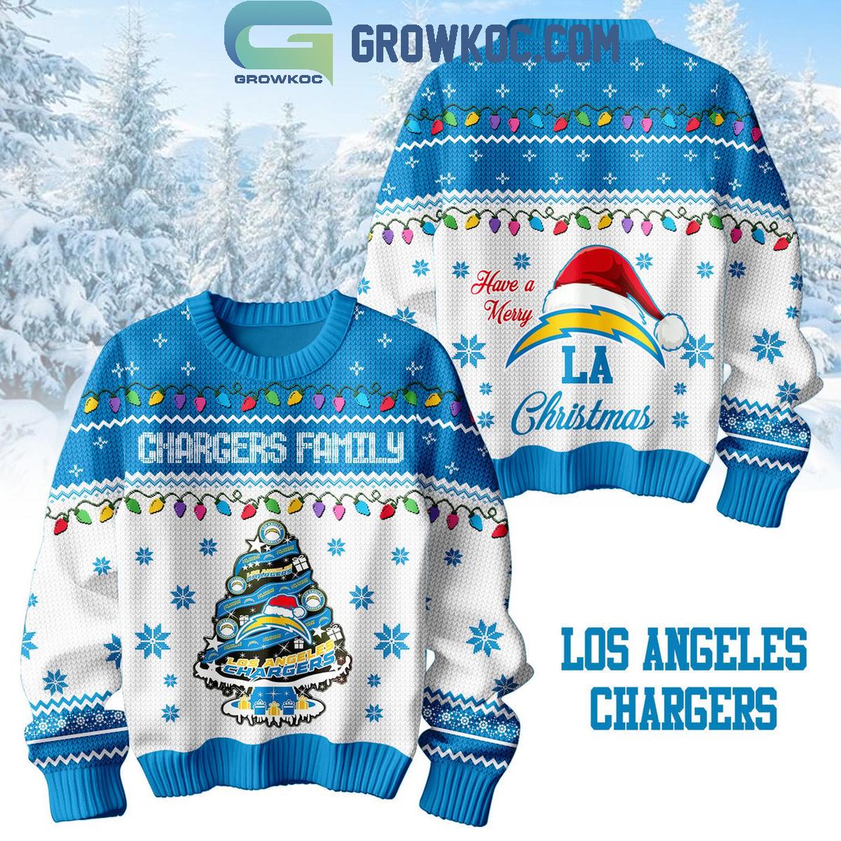 Los Angeles Chargers Family Have A Merry Christmas 2024 Ugly Sweater 1 Ijmdx
