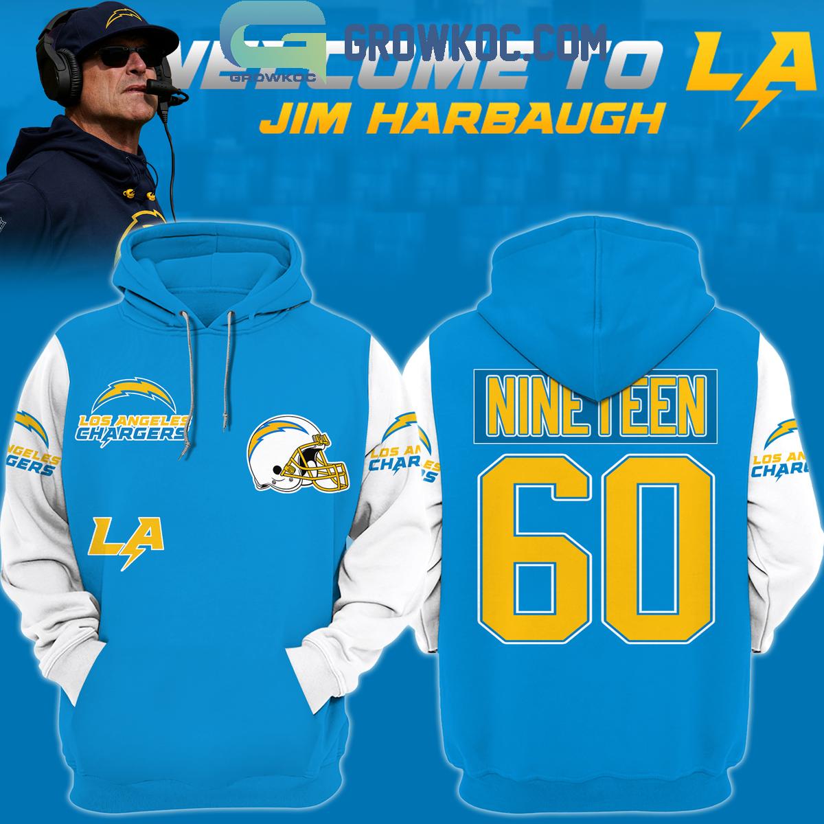 Los Angeles Chargers Jim Harbaugh Est 1960 Nineteen 2024 Hoodie T Shirt 1 lSgGz