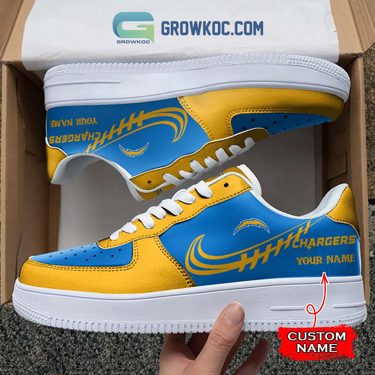 Los Angeles Chargers Personalized Air Force 1 Sneaker2B1 AxPVP