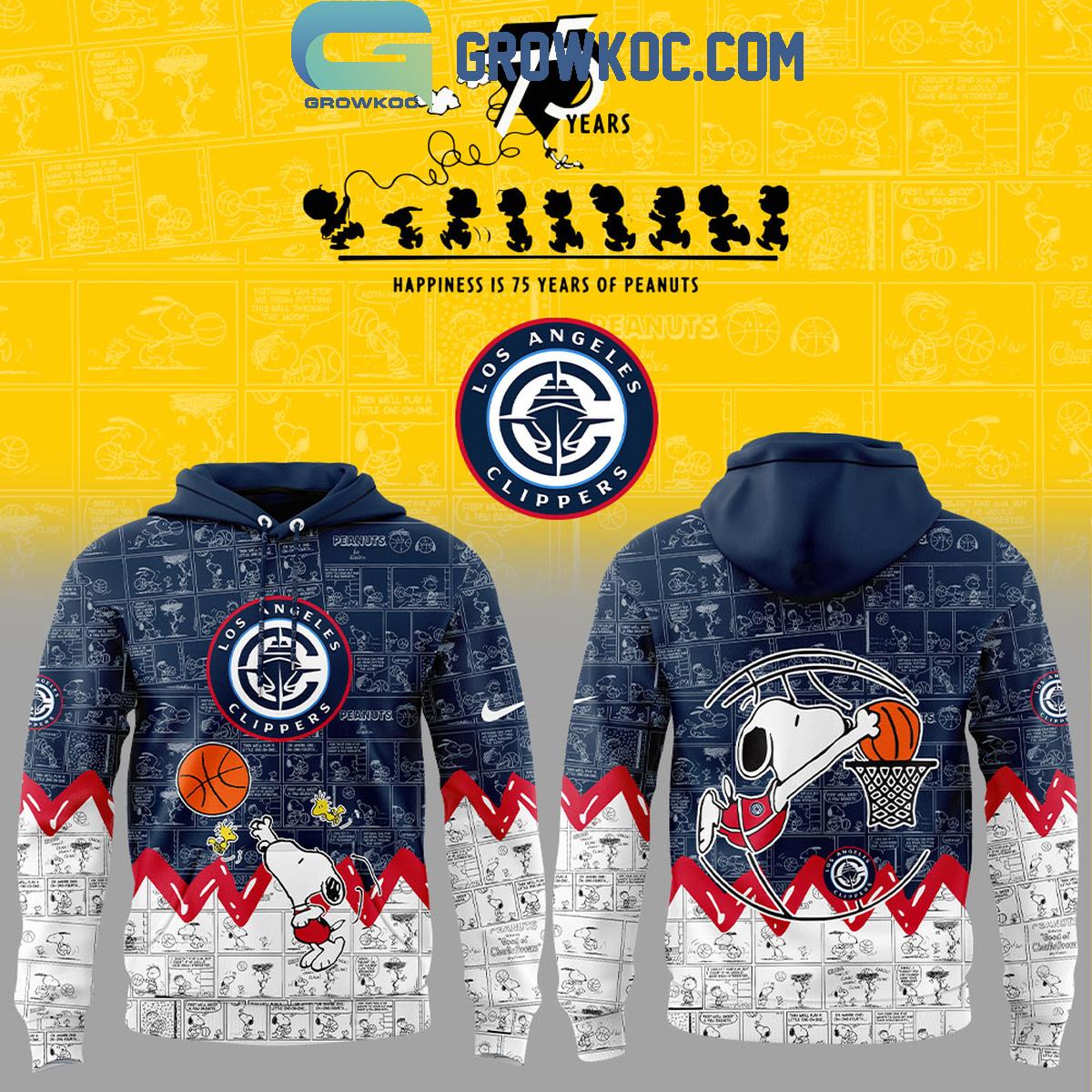 Los Angeles Clippers 75th Anniversary Of Peanuts Hoodie T Shirt 1 Dp858