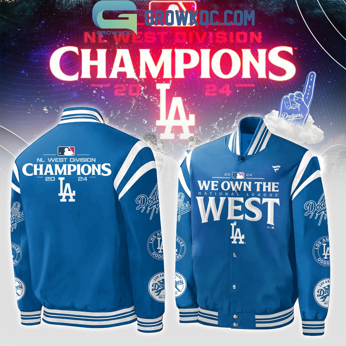 Los Angeles Dodgers 2024 NL West Champions Celebration Baseball Jacket 1 r719z Los Angeles Dodgers 2024 NL West Champions Celebration Baseball Jacket 1 r719z