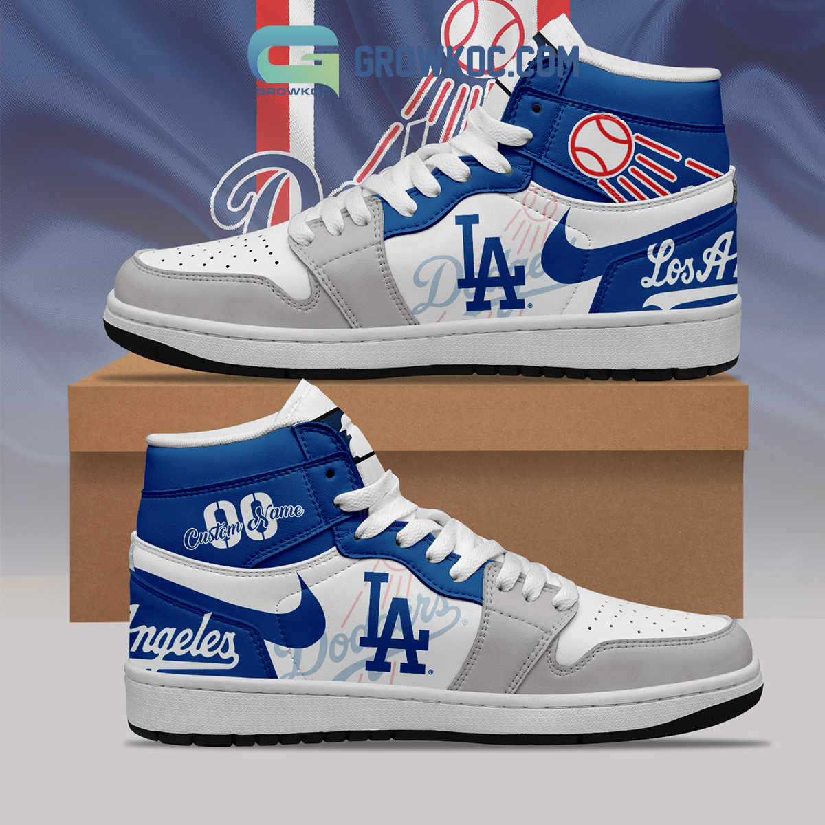 Los Angeles Dodgers MLB Personalized Air Jordan 1 Shoes2B1 wNt80