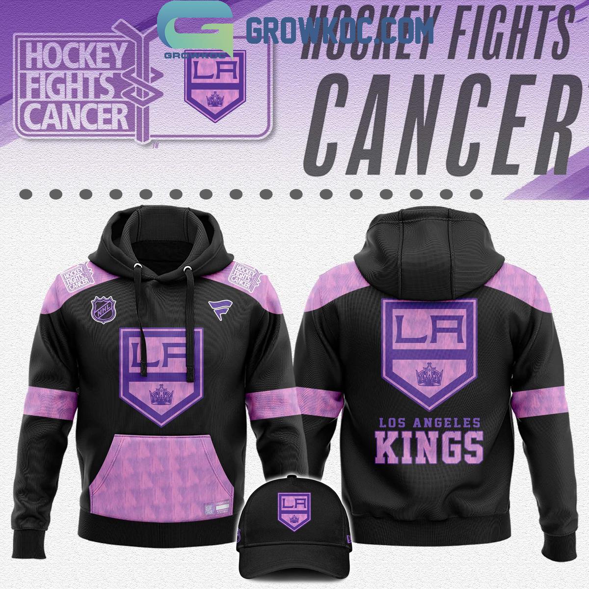 Los Angeles Kings 2024 Hockey Fights Cancer Hoodie T Shirt 1 GBx2I