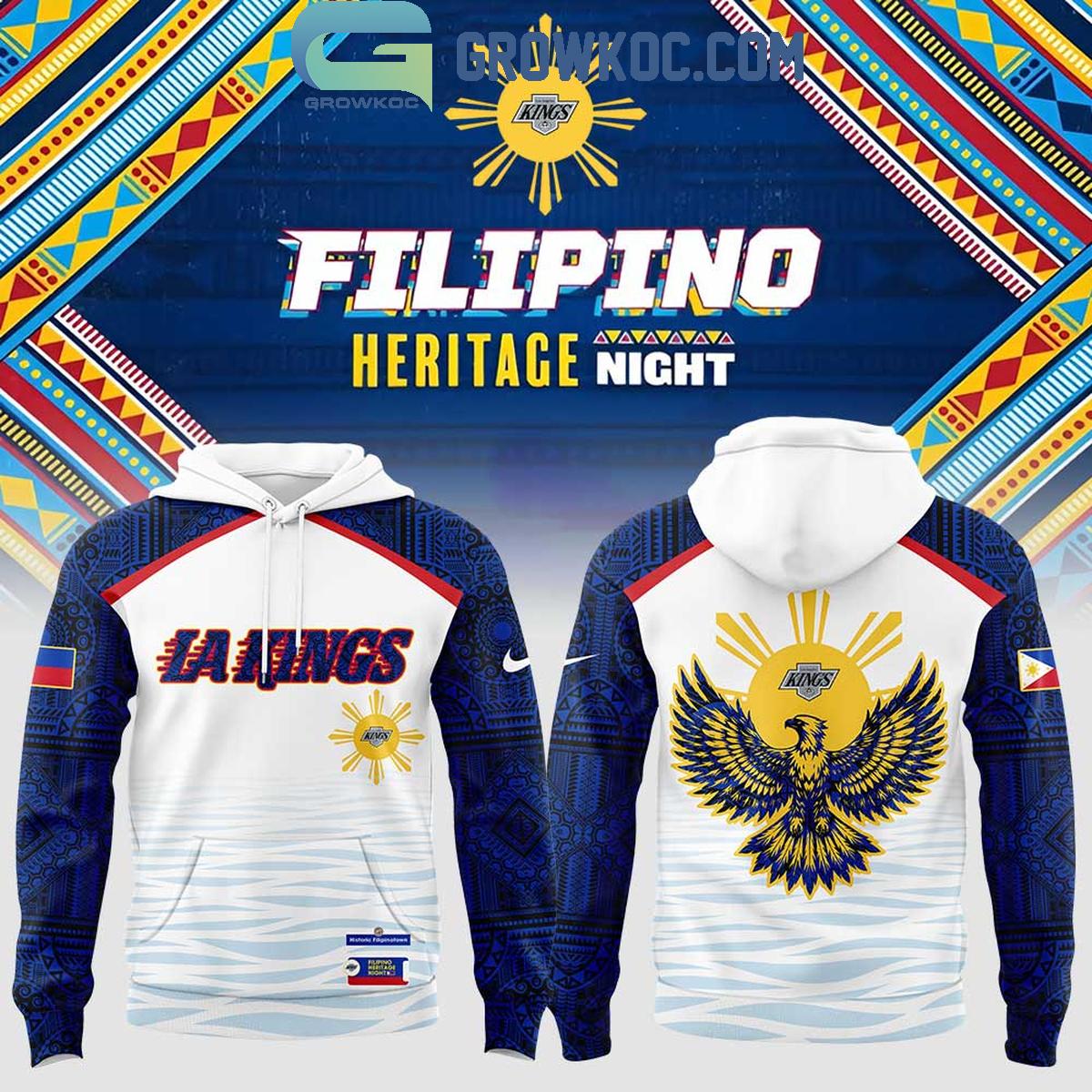 Los Angeles Kings Filipino Heritage Night White Hoodie T Shirt 1 oc03I