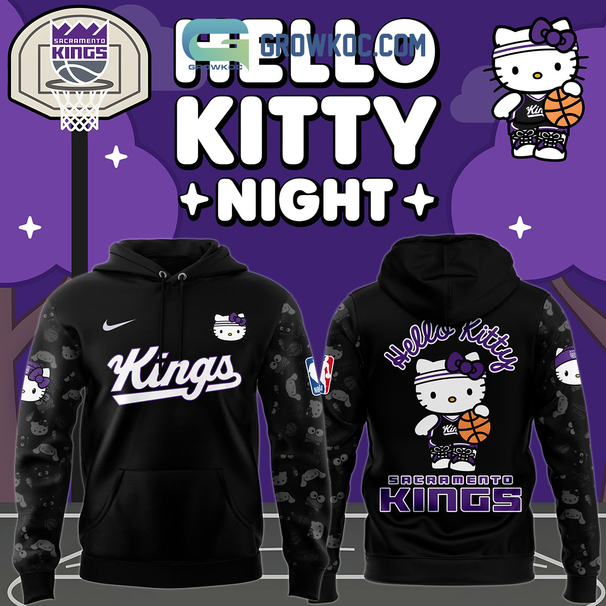 Los Angeles Kings Happy Hello Kitty Anniversary 50th 2024 Hoodie T Shirt2B1 pF5Ya
