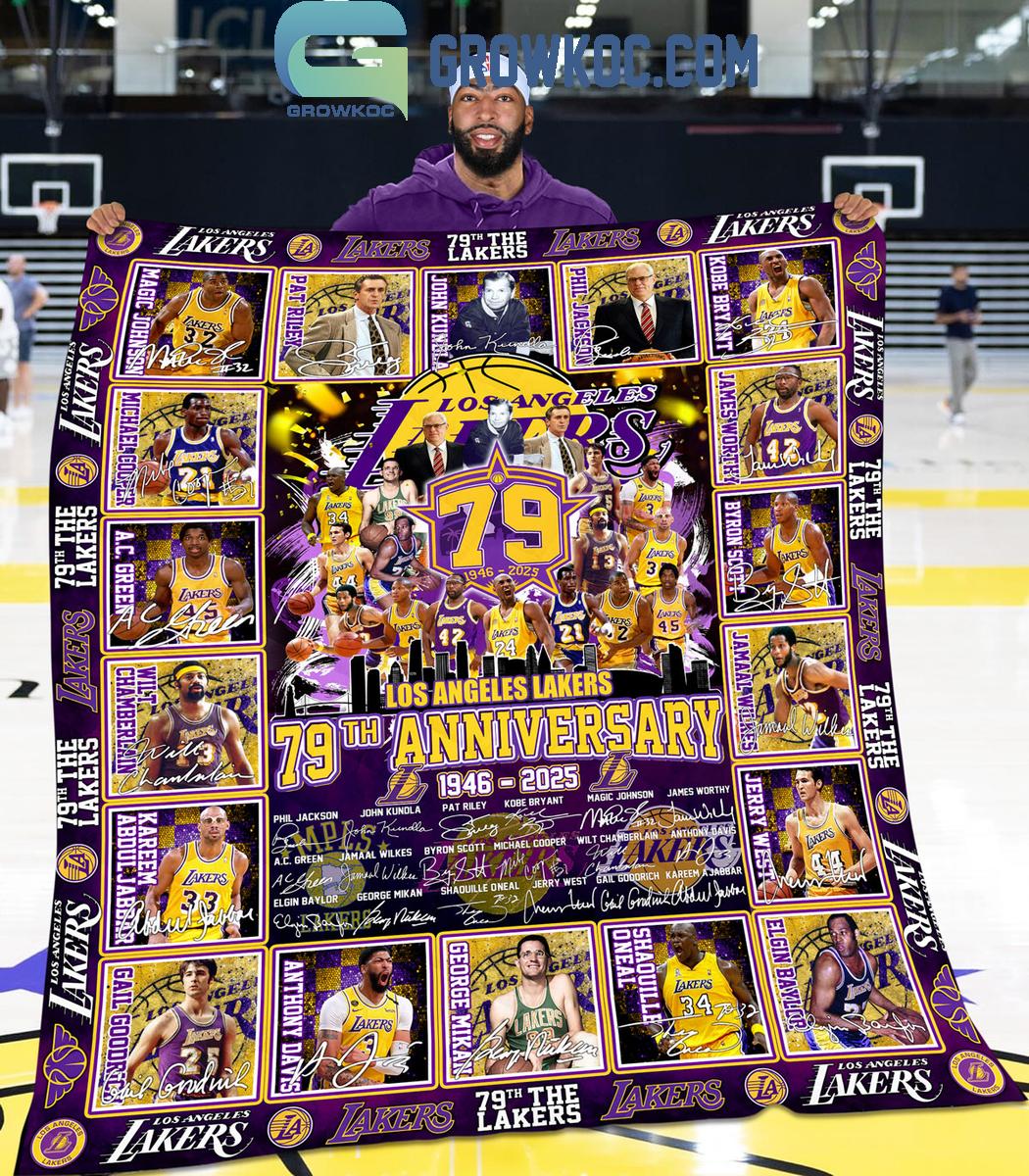 Los Angeles Lakers 79th Anniversary 1846 2025 Forever Fleece Blanket Quilt 1 0JF1Y