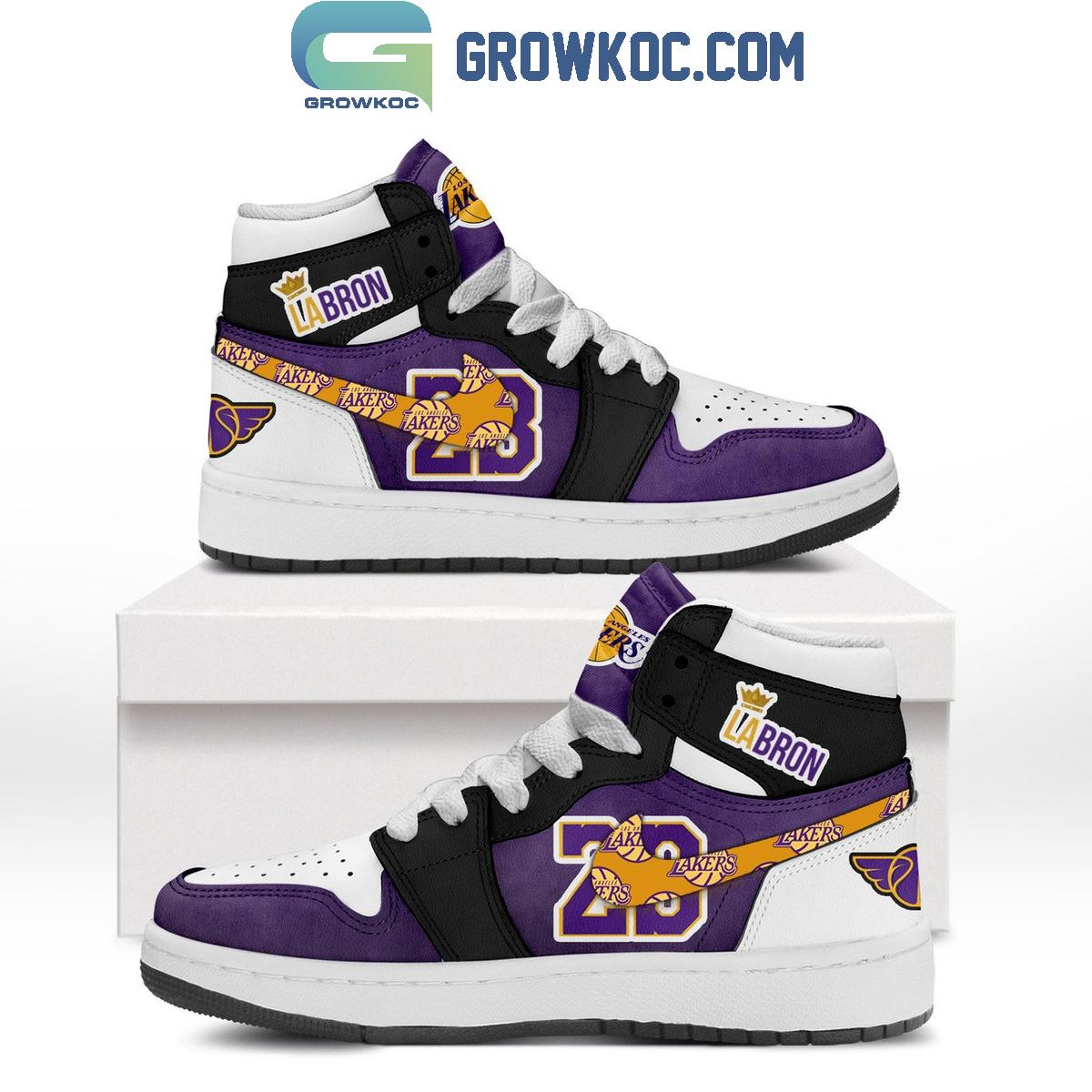 Los Angeles Lakers I Love Lebron James Air Jordan 1 Shoes 1 nSFN7
