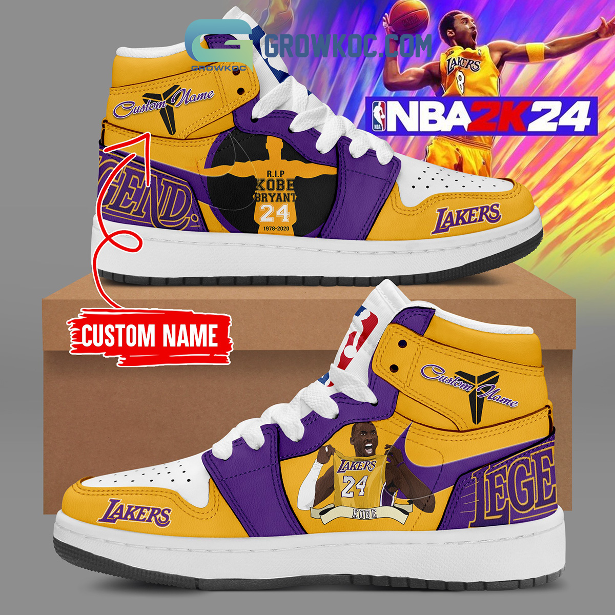 Los Angeles Lakers Kobe Bryant Legends Custom Name Shoes2B1 QpJcB