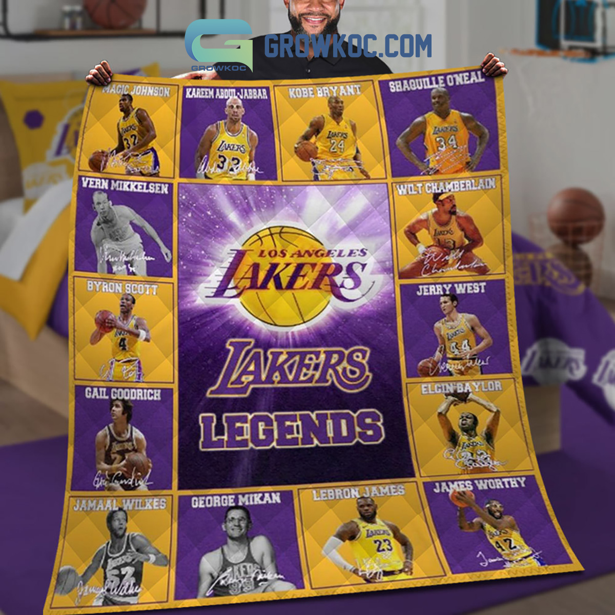 Los Angeles Lakers Legends Fleece Blanket Quilt2B1 8j5LA