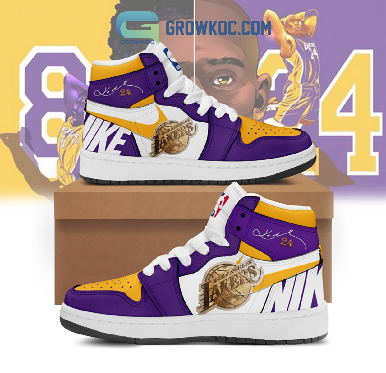Los Angeles Lakers NBA Best Choice Custom Name Shoes2B1 sku07