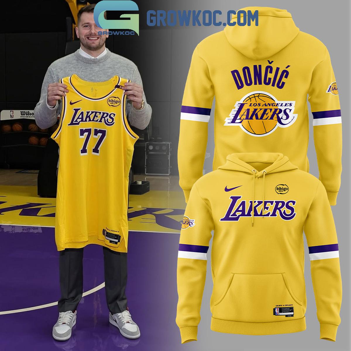 Los Angeles Lakers Show Luka Doncic Gold Hoodie T Shirt 1 LzIgs