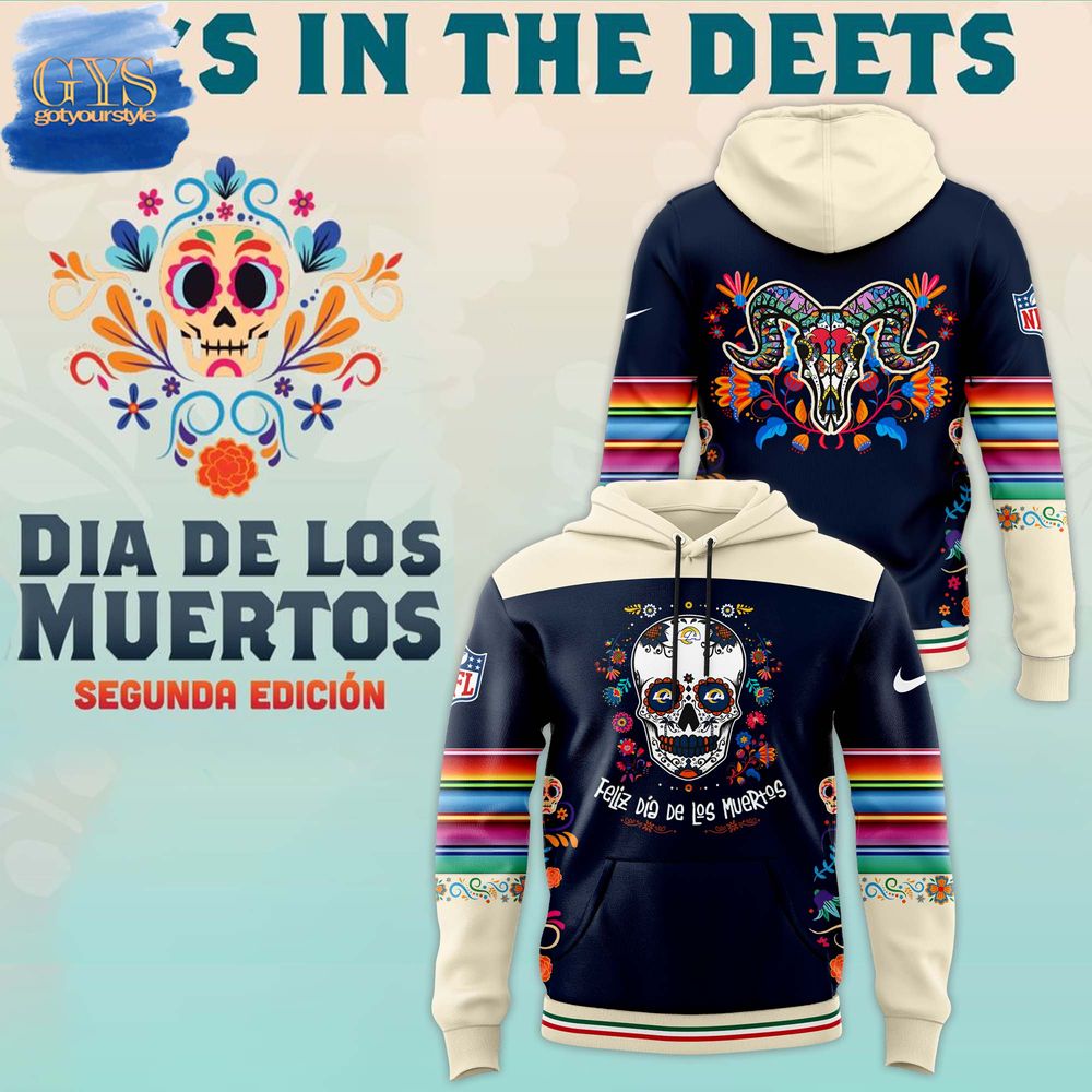 Los Angeles Rams 2024 NFL Day Of The Dead Premium Limited Pullover Hoodie 1