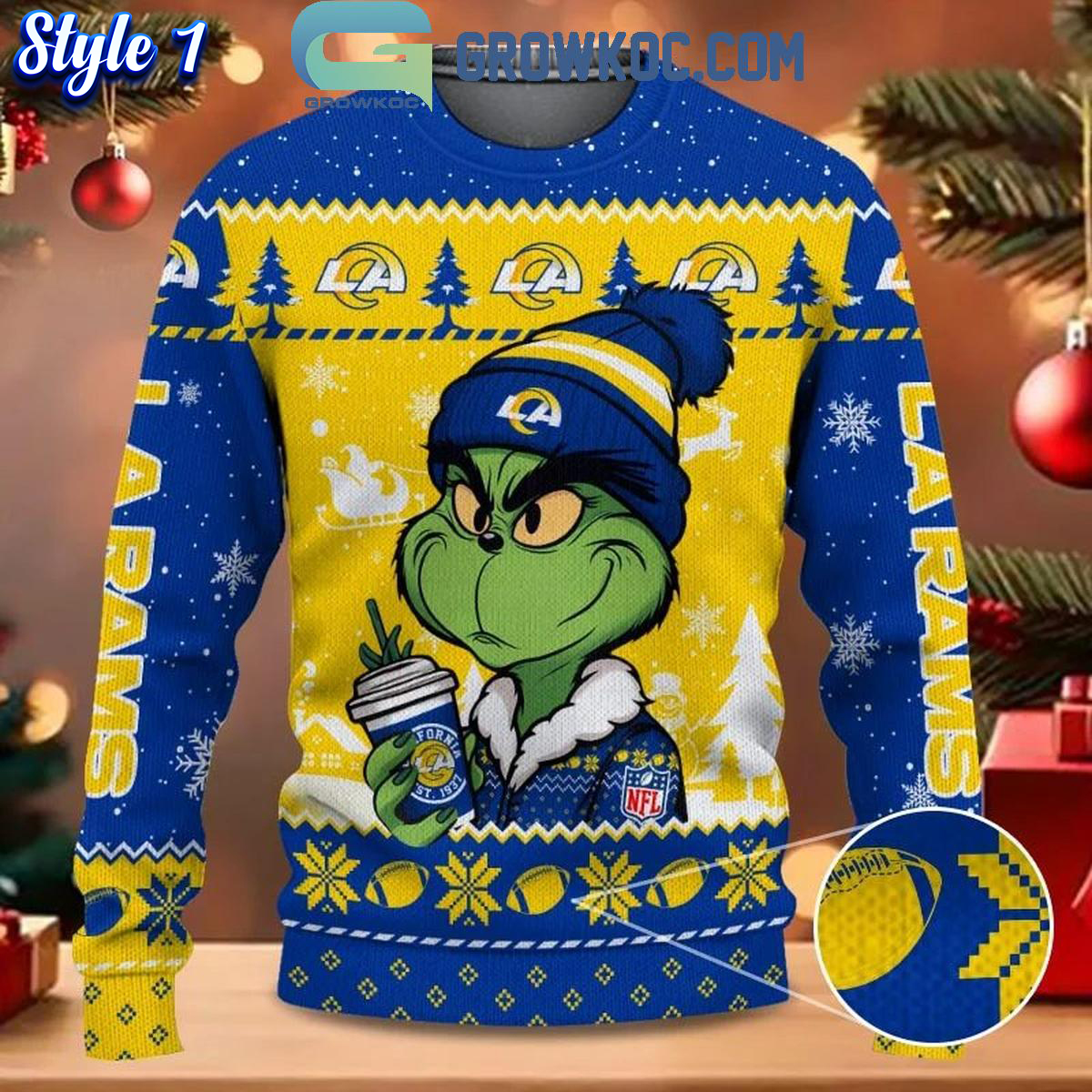 Los Angeles Rams Grinch Stolen Christmas 2024 Grinchmas Ugly Sweater 1 Oiaw2 1