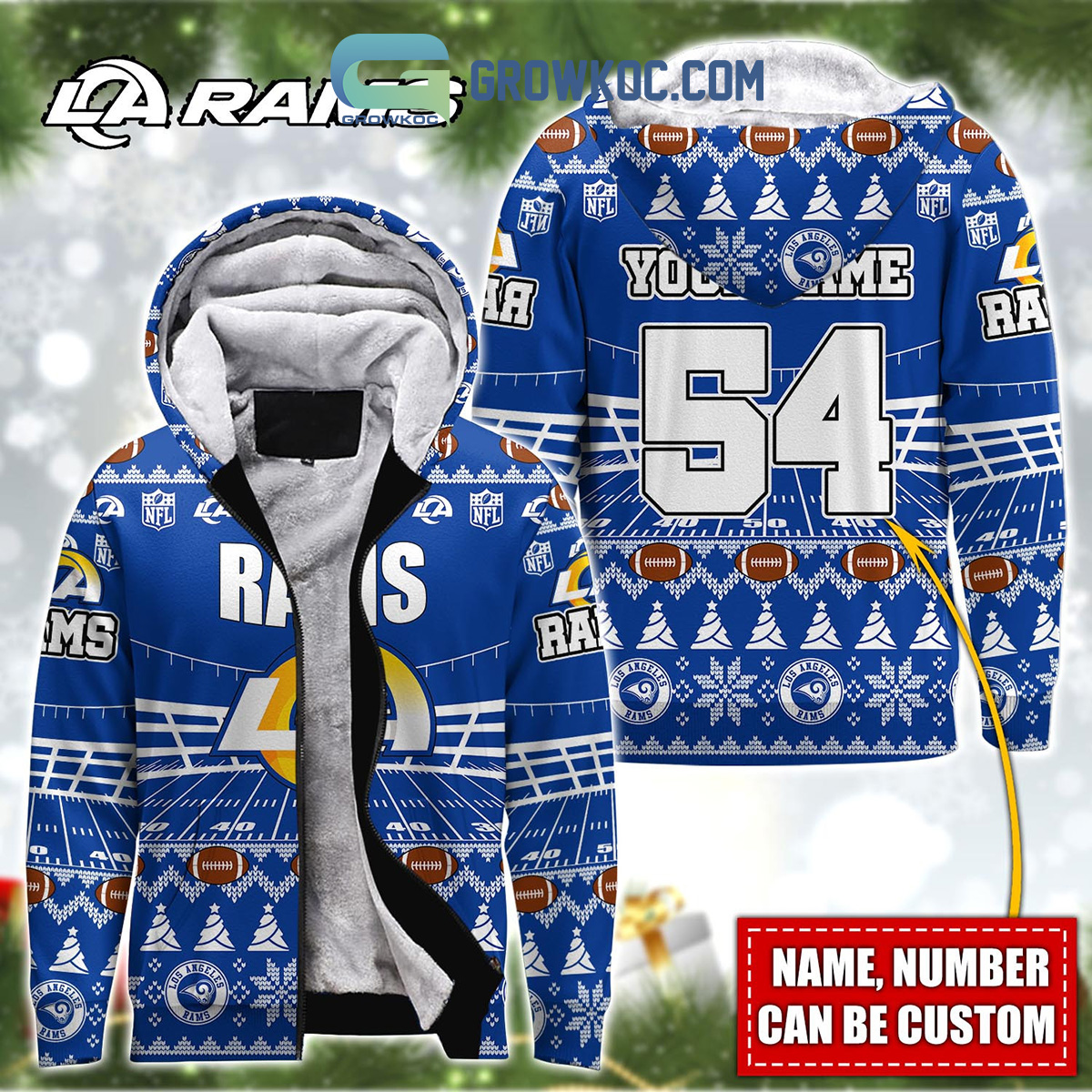 Los Angeles Rams NFL Christmas Personalized Hoodie Zipper Fleece Jacket2B1 wgU3T