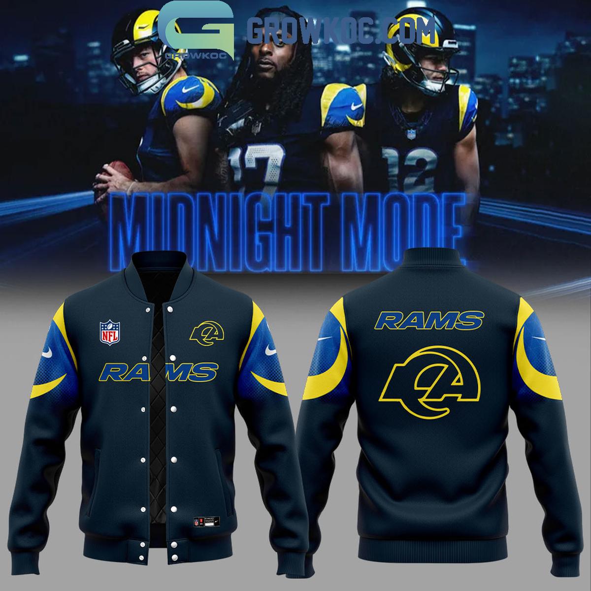 Los Angeles Rams New Rivalries Mid Night Mod Uniform 2025 Baseball Jacket 1 KyJVG
