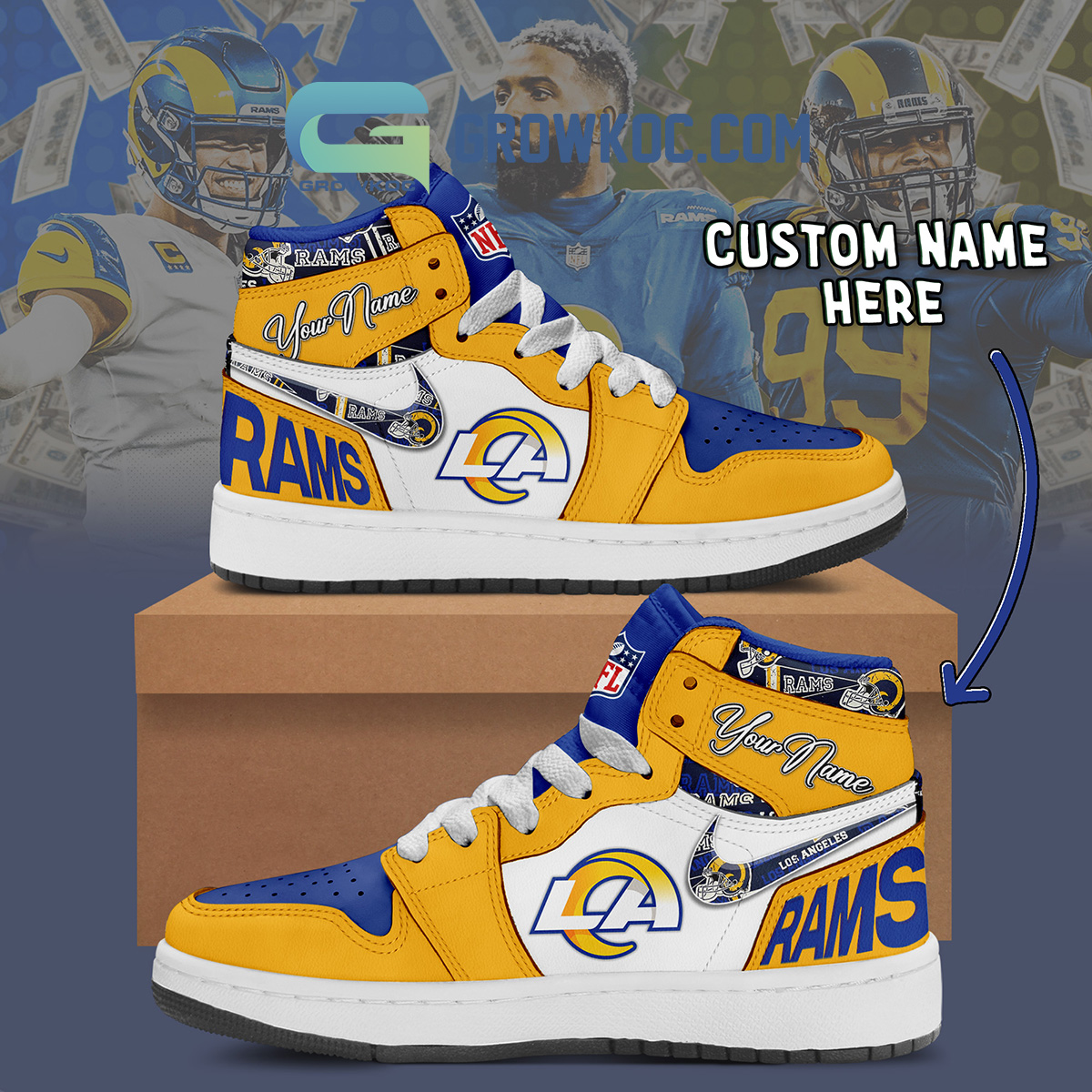 Los Angeles Rams Personalized Air Jordan 1 High Top Shoes Sneakers2B1 idmKF