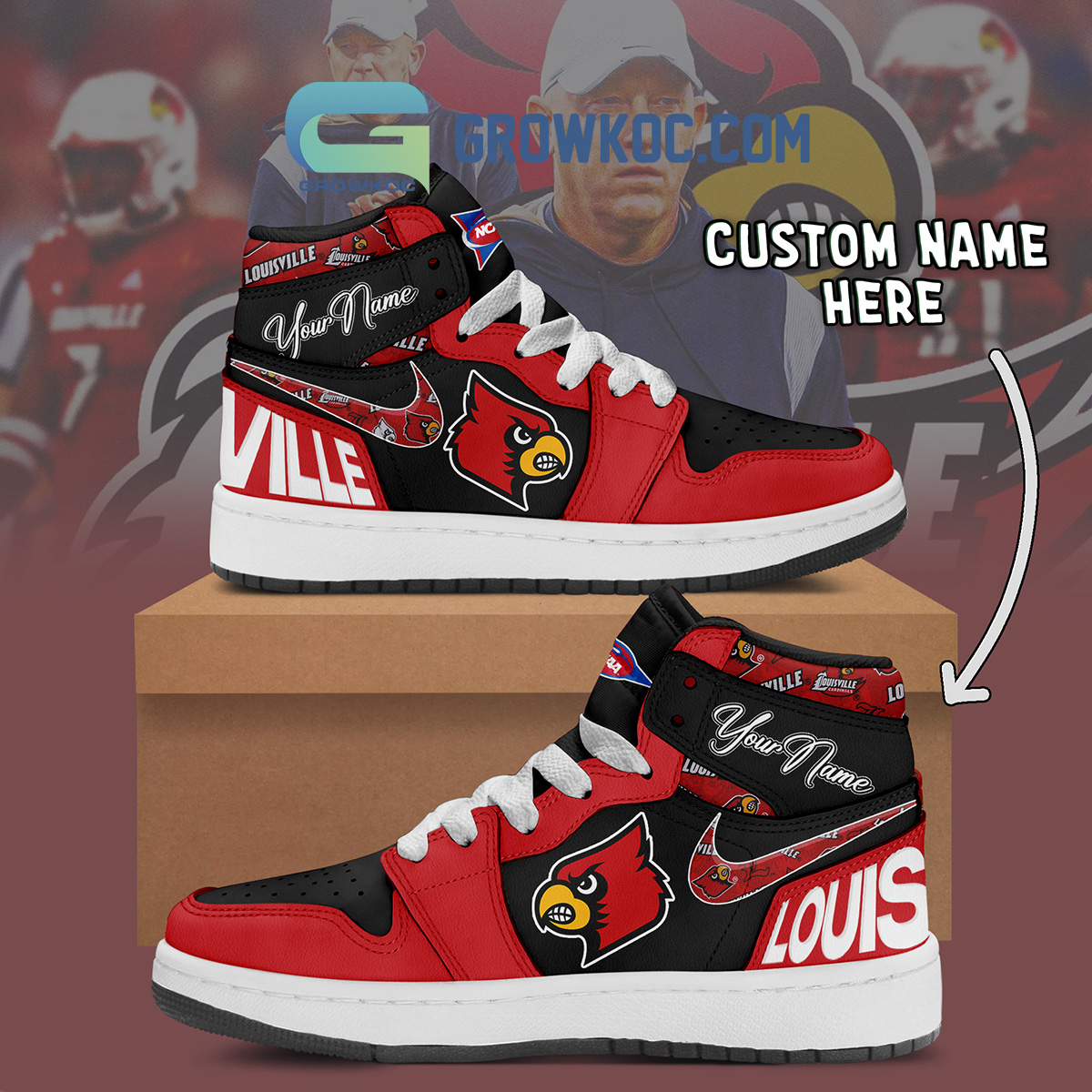 Louisville Cardinals NCAA Personalized Air Jordan 1 Shoes2B1 Klj0z