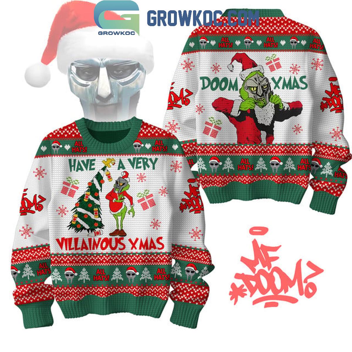 MF Doom Have A Very Villainous 2024 Christmas Doom Xmas Ugly Sweater 1 is0nC