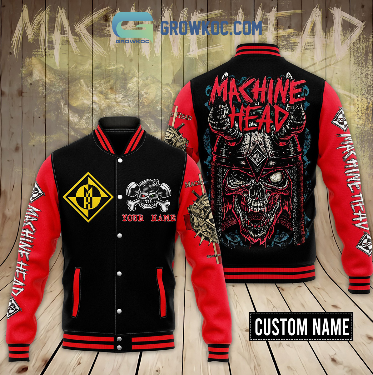 Machine Head Fan Skull Personalized Baseball Jacket2B1 CUymG