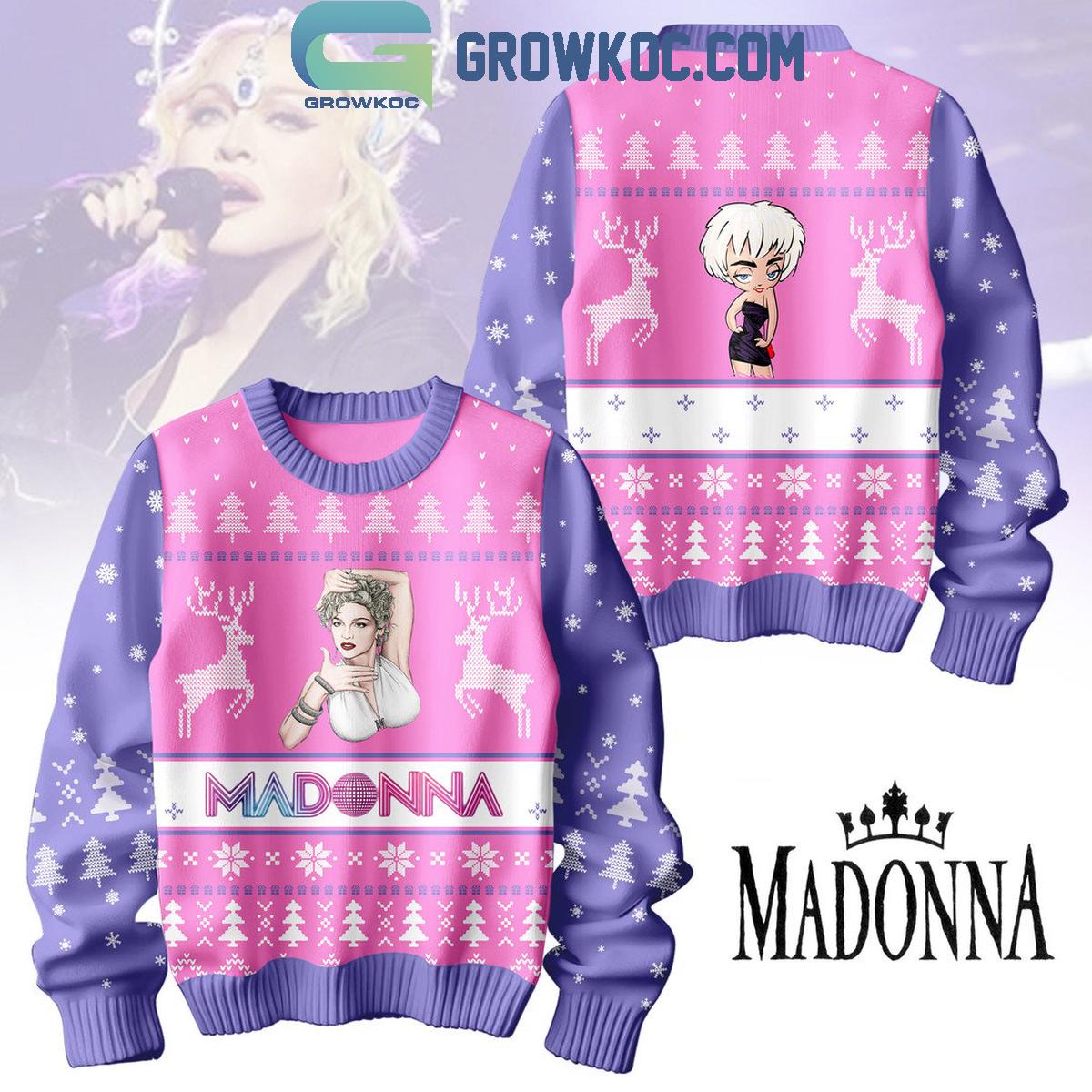 Madonna Lets Celebrating The Holidays Christmas 2024 Ugly Sweater 1 Idras
