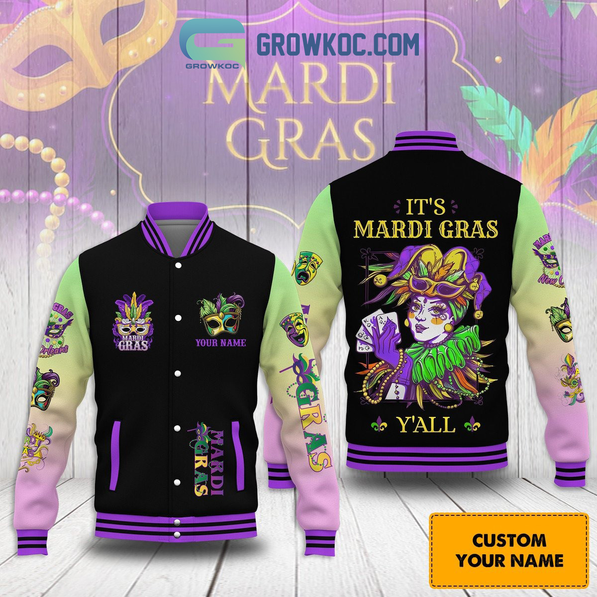 Mardi Gras Personalized Baseball Jacket2B1 uNsW7