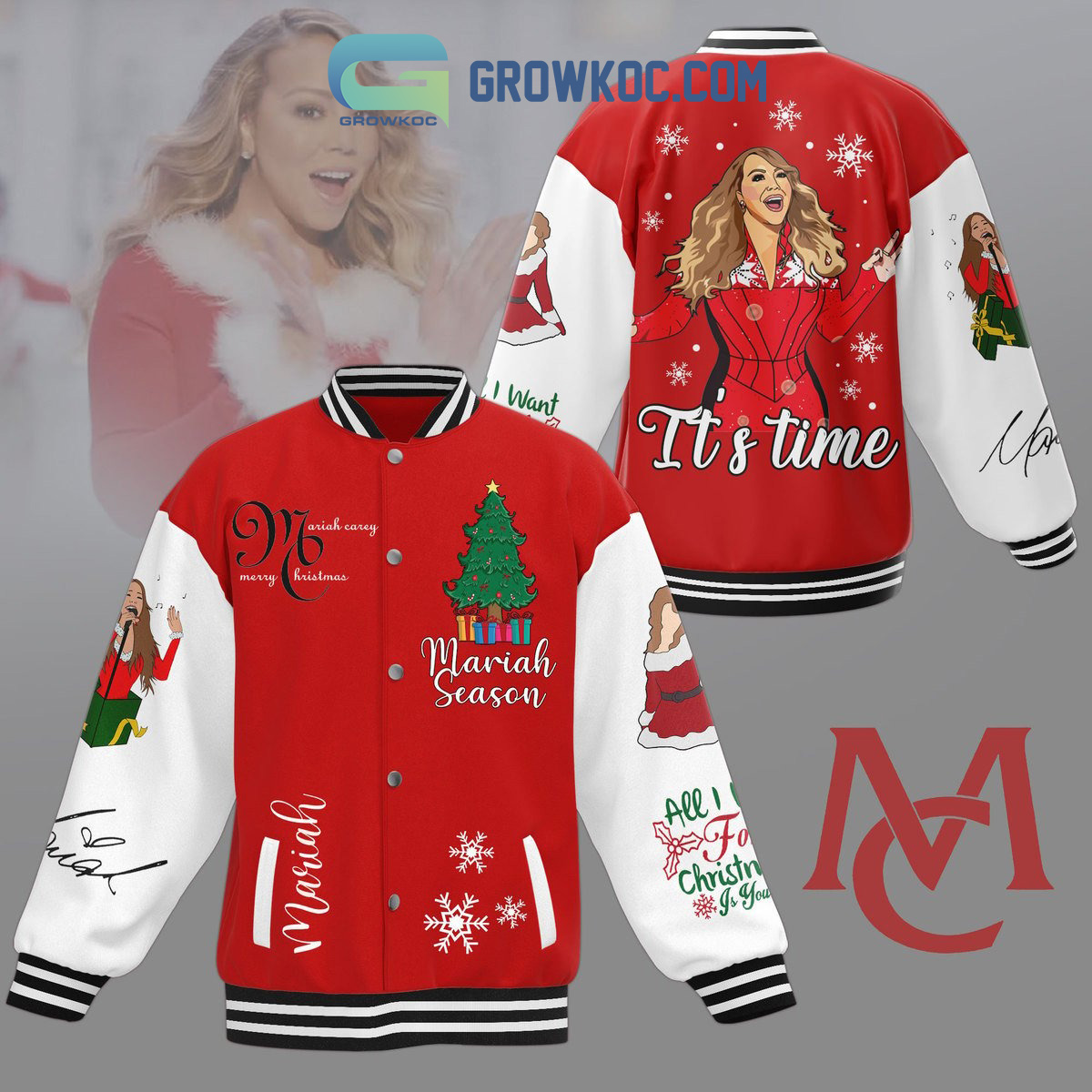 Mariah Carey Merry Christmas Mariah Season Its Time All I Want For Christmas Is You Winter Holiday Baseball Jacket2B0 PtXro
