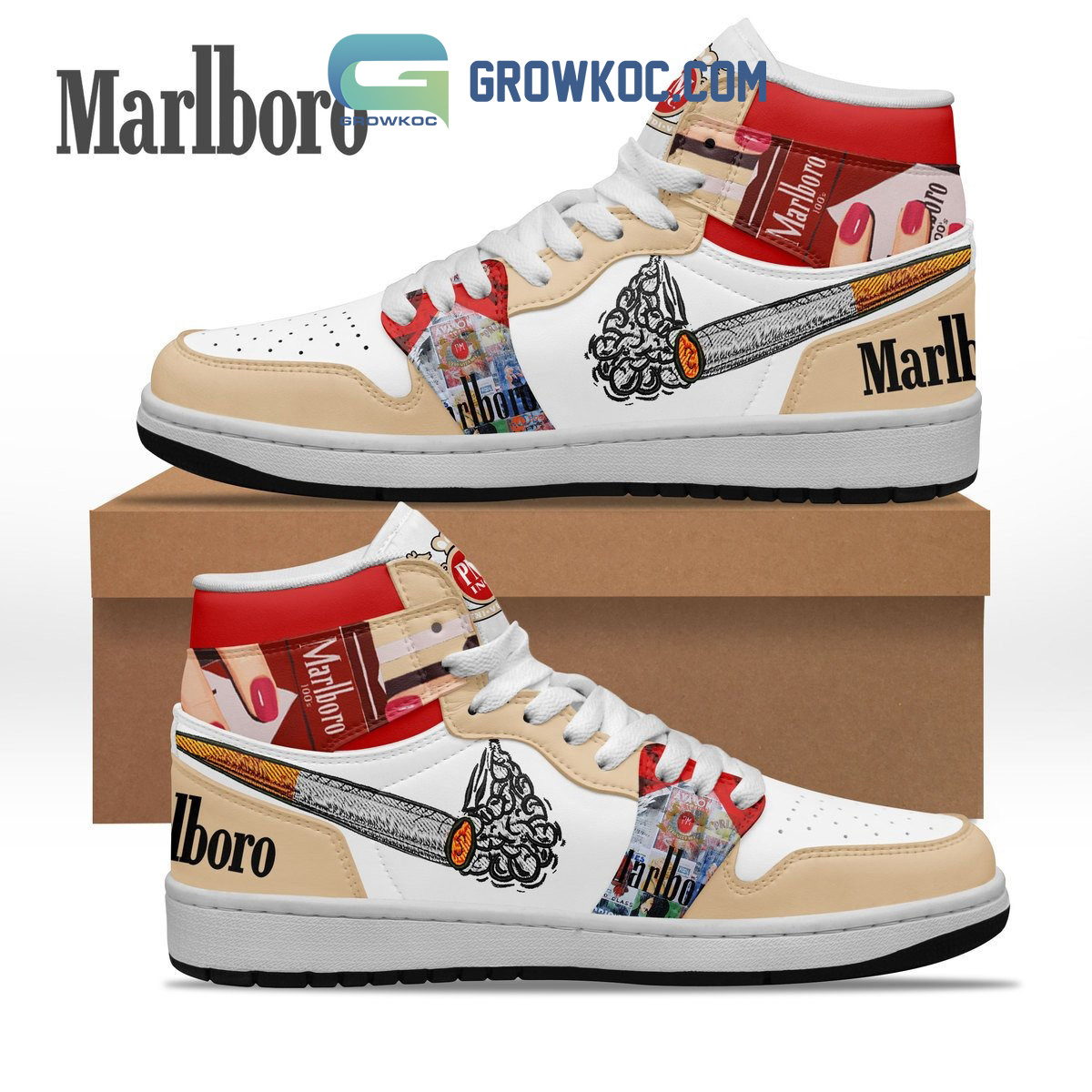 Marlboro Fan Love Smoking Air Jordans 1 Shoes2B1 tpzFq