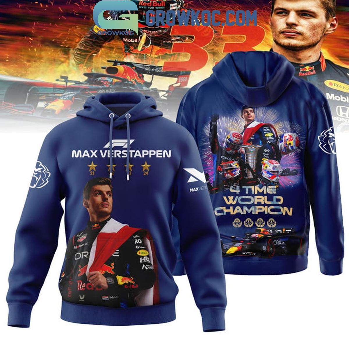 Max Verstappen 4 Time World Champions With Red Bull Racing Hoodie T Shirt 1 BETlW