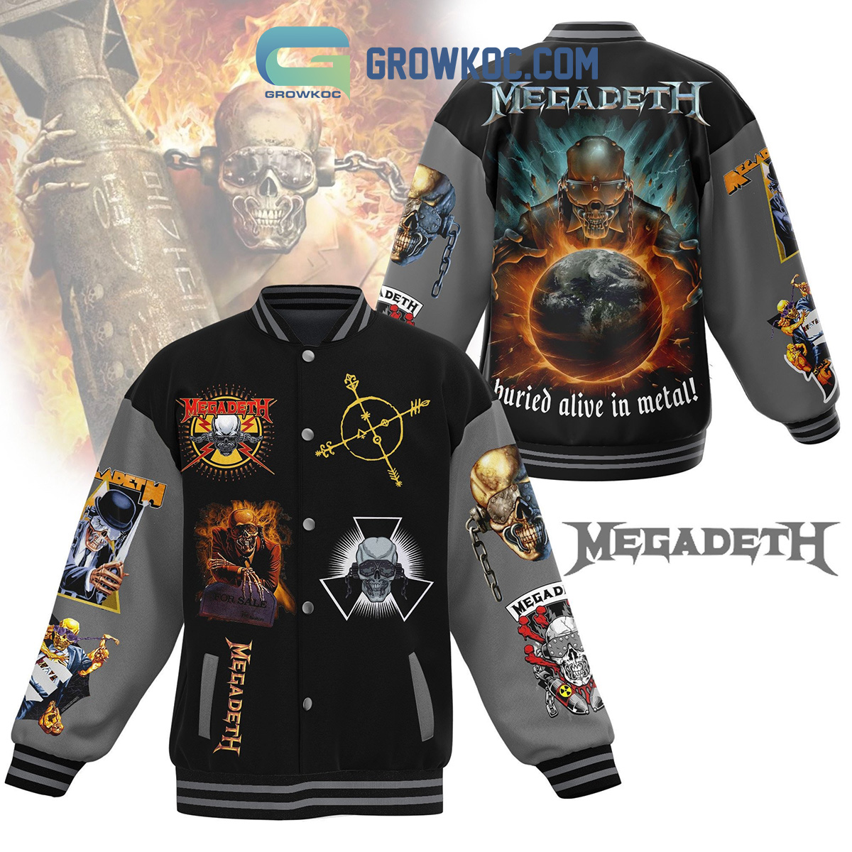 Megadeth Buried Alive In Metal Baseball Jacket2B1 JkIJ7